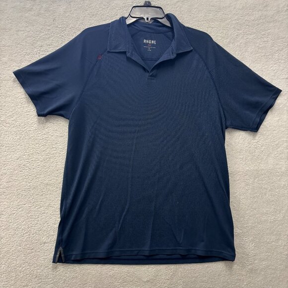 Rhone Polo Shirt Mens Large Navy Short Sleeve Wicking Activewear Office Prep - Picture 1 of 6